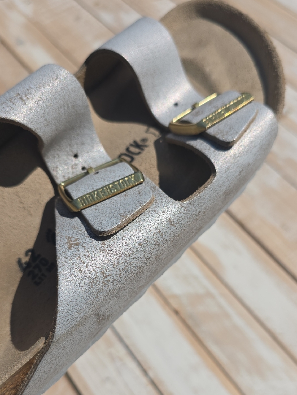 Birkenstock Arizona Big Buckle Washed Metallic Silver Leather Size 42 (11) - Picture 6 of 7